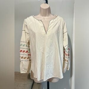 Madewell Tunic Pop Over Embroidered Top Size S